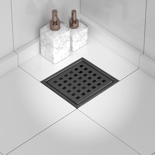 4 Inch Square Drain with Flange and Removable Cover