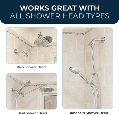 HammerHead Showers All Metal 16 Inch Adjustable Arm - Chrome Shark Teeth Locking