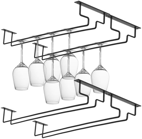 4 Pack 156 Inch Black Wine Glass Rack