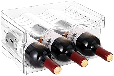 IEEK Plastic Stackable Bottle Storage Rack Clear 2 Pack