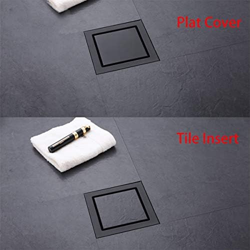 RANDOM Matte Black 6 Inch Drain Cover with Tile Insert