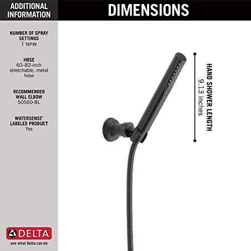 Delta 55085-BL Grail Hand Shower with Hose Matte Black