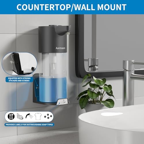 Aunmaon Automatic Touchless Hand Soap Dispenser with 15 Levels Adjustment