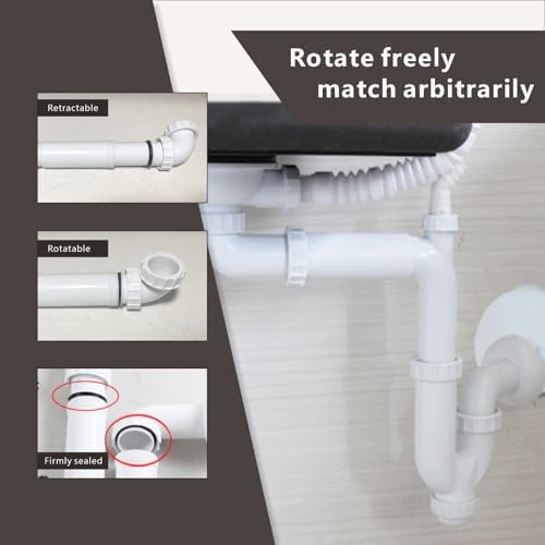 Universal Sink Drain Kit with P Trap for Kitchen and Bathroom White