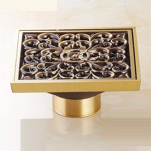Antique Brass Carved Floor Drain 100mmx100mm YT-2111 1Pcs