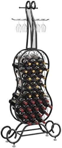 HavenlyYouth 32-Bottle Freestanding Wine Rack - Black Metal Wine Holder