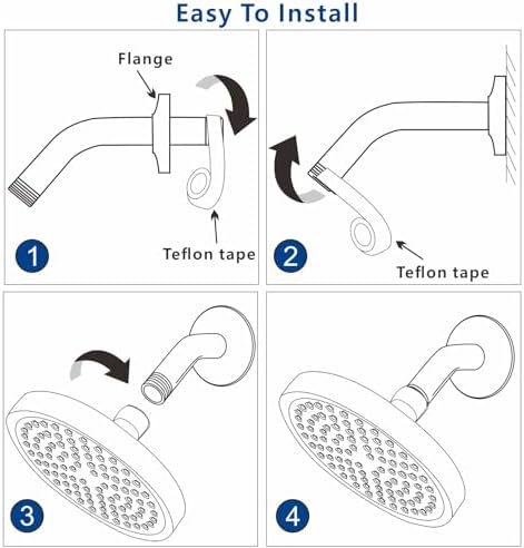 Eolax 8 Inch Chrome Shower Arm and Flange with Flange