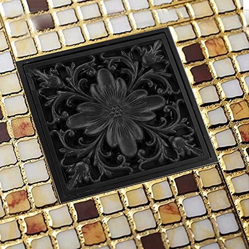 Hapivida Antique Black Square Floor Drain with Strainer