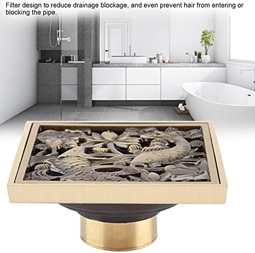Fafeicy Antique Brass Drain with Removable Cover Grid 43x43x28in Tile Insert