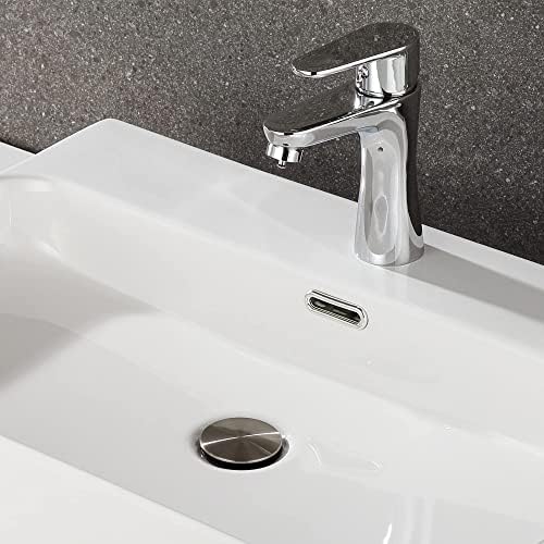 Pop Up Drain Stopper with Overflow for Vessel Sink Brushed Nickel