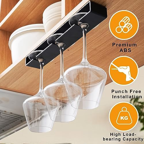 Vaisoeny Wine Glass Holder 2 Pack Black No Drilling