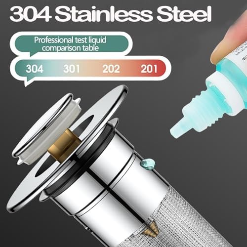 Zehhe Pop Up Sink Drain Strainer with Stainless Steel Basket