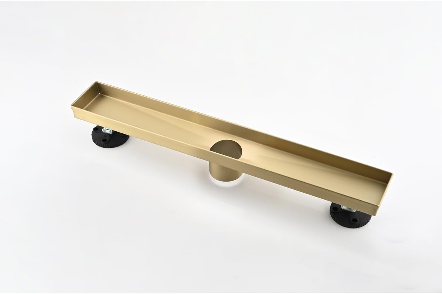 Effective Linear Shower Drain with Removable Grate Brushed Gold Finish
