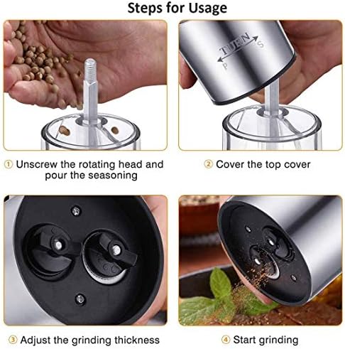sdneNest Salt Pepper Grinder Set 2 in 1 Stainless Steel