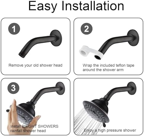 BRIGHT SHOWERS High Pressure Showerhead with 5 Spray Settings