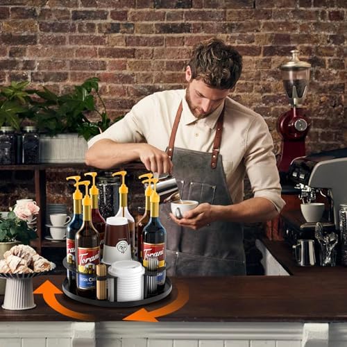 8 Bottles Coffee Syrup Organizer Rotating Holder