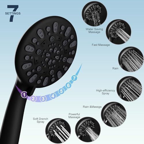 Hibbent All Metal High Pressure 7 Spray Handheld Shower Head Combo