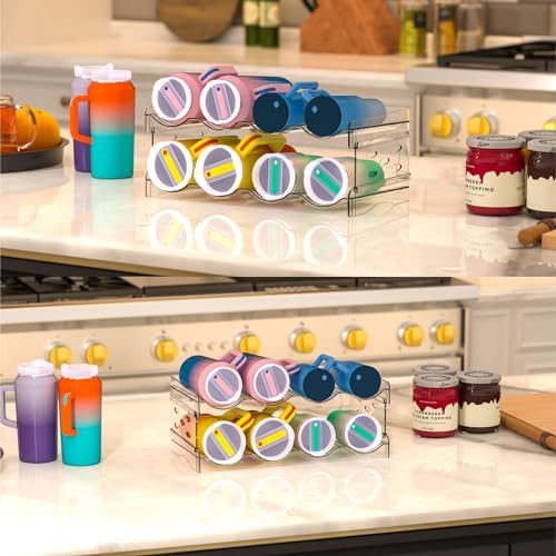 Yieach Clear Stackable Water Bottle Organizer 4 Pack