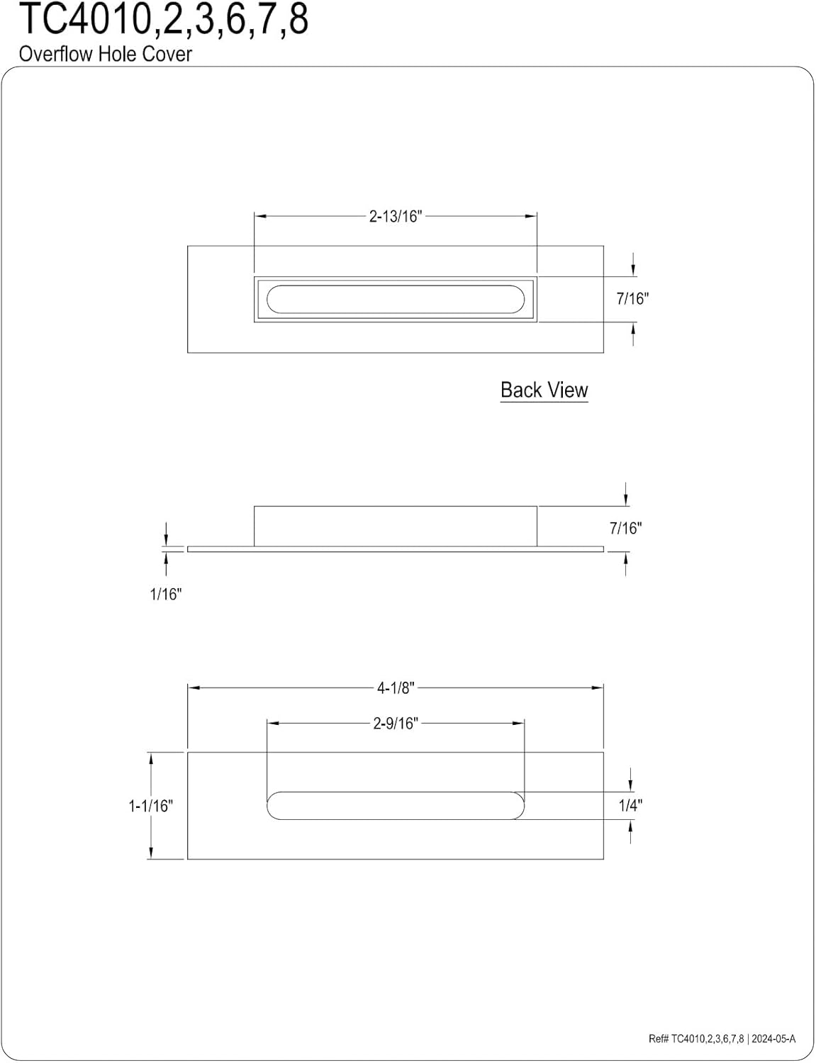 Kingston Brass TC4010 Overflow Hole Cover Matte Black 1