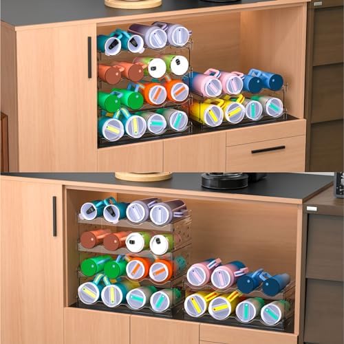 Yieach Clear Stackable Water Bottle Organizer 4 Pack