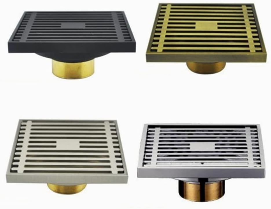 Square Floor Waste Grate Bathroom Drain in Antique Bronze or Chrome