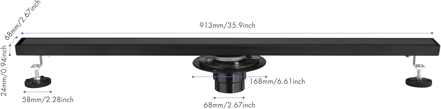 AGANS 36-Inch Linear Shower Drain with Hair Strainer and Removable Cover