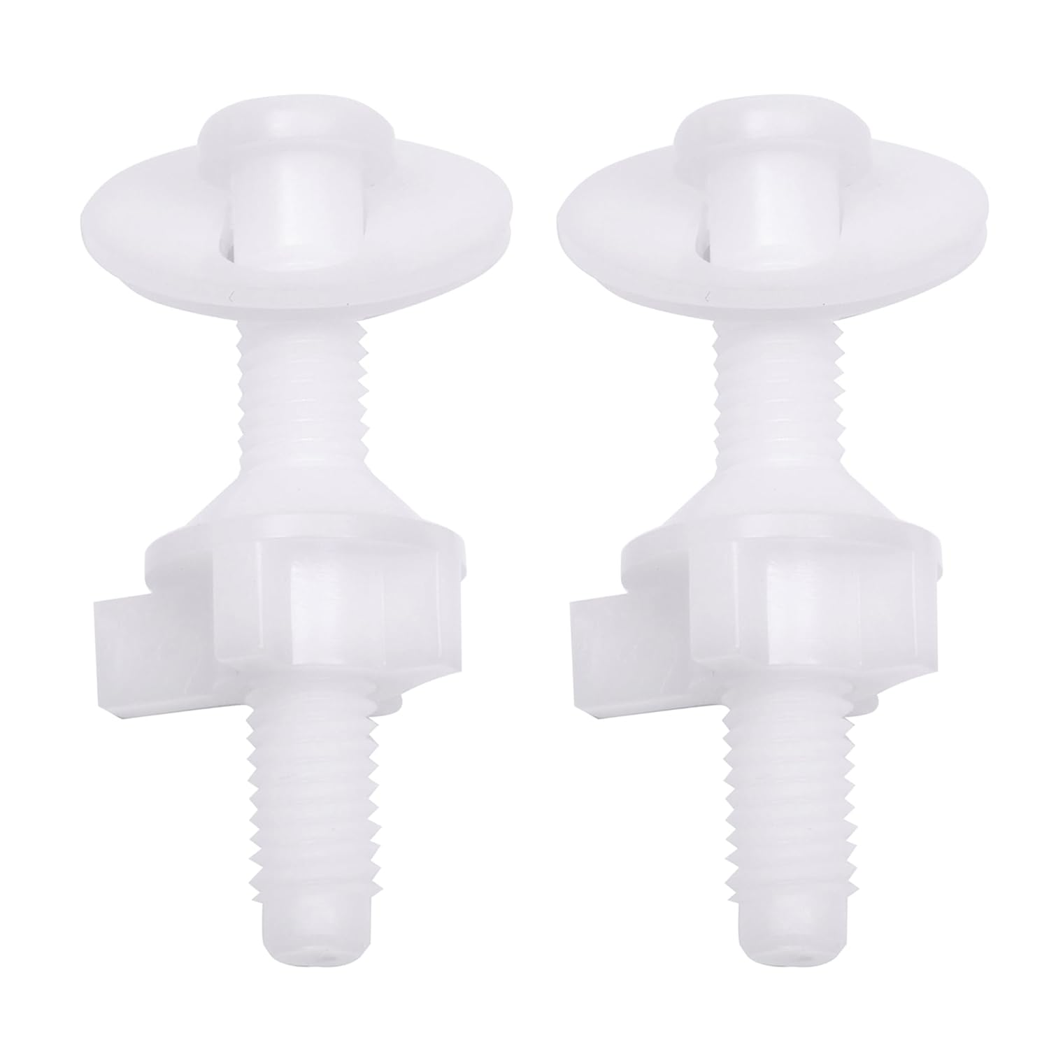 2Pcs Universal Plastic Toilet Seat Hinge Kit with Nuts and Washers White