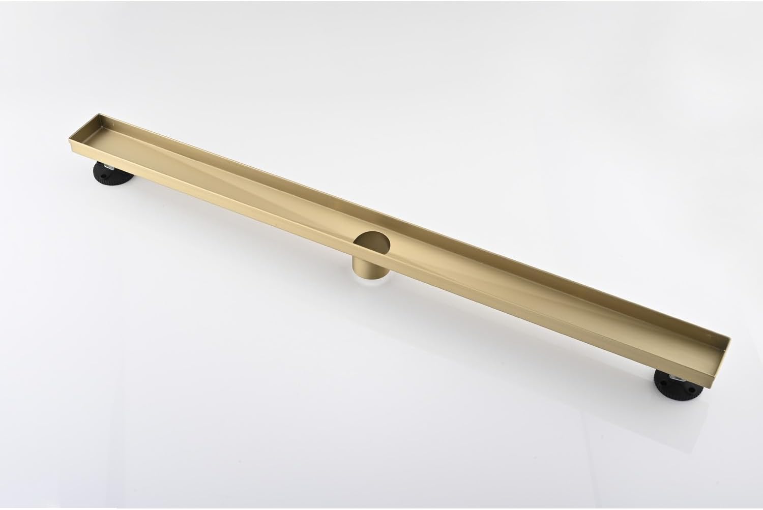 28 Inches Linear Shower Drain with Gold Grate and Hair Strainer