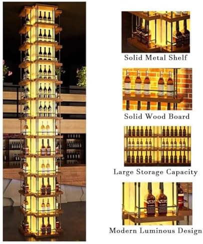 GZHERVICES Tall Wine Bar Cabinet With LED Lights