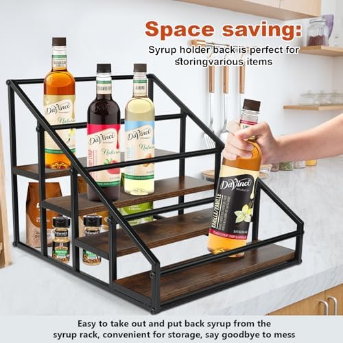 YQBRAO Coffee Syrup Rack Organizer 2 Pack 4 Tier