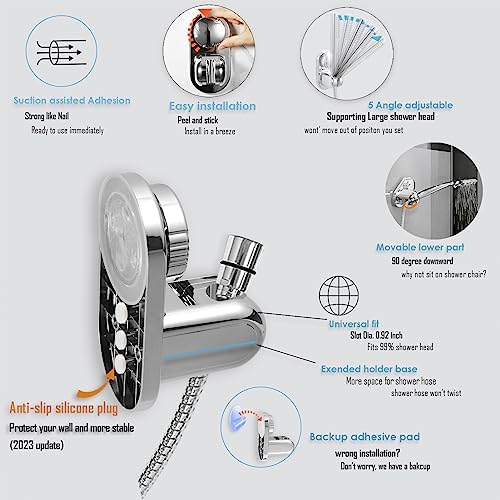 RIVOODS Adjustable Shower Head Holder with 90 Downward