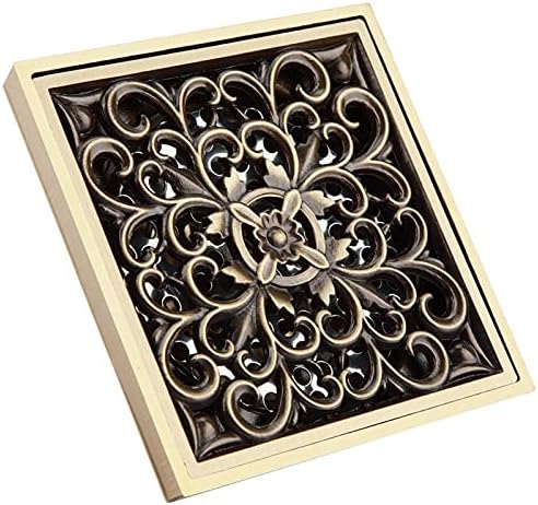 39 Inch Square Shower Drain in Antique Brass