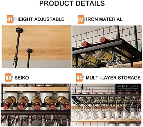 ALDEPO Wine Rack - Floating Stemware Holder with Storage Shelf