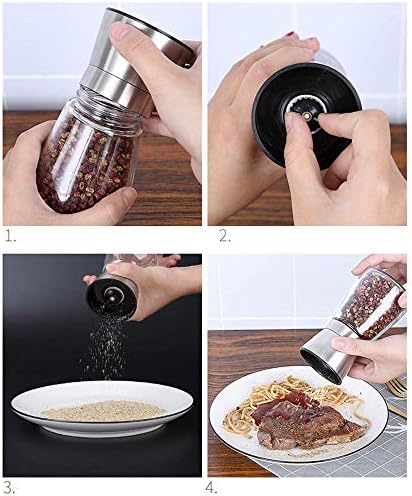 Premium Salt Pepper Grinder Set with Glass Body