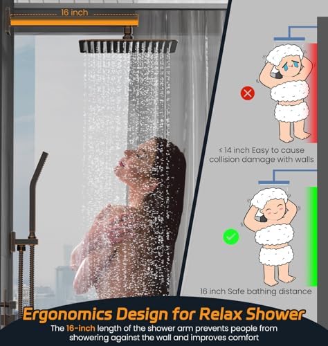 SR SUN RISE ORB Square Rain Shower Head Set with Handle