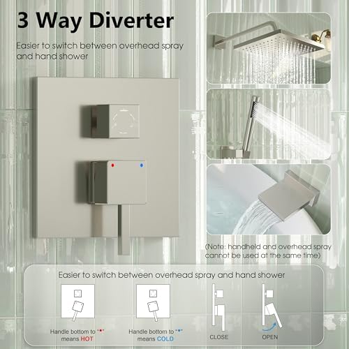 Esnbia Bathtub Shower Faucet Set with Rain and Handheld Heads