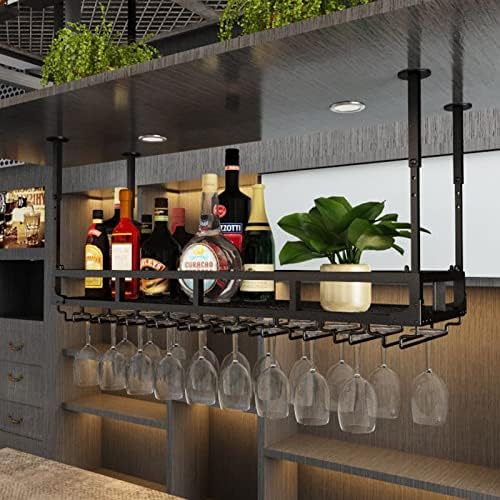 Adjustable Ceiling Wine Glass Rack for Bar and Kitchen