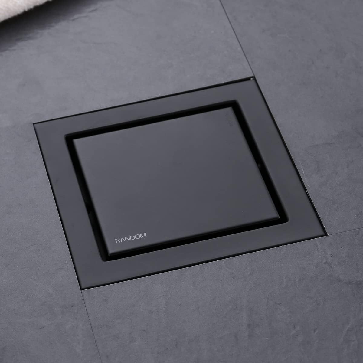 RANDOM Matte Black 6 Inch Drain Cover with Tile Insert