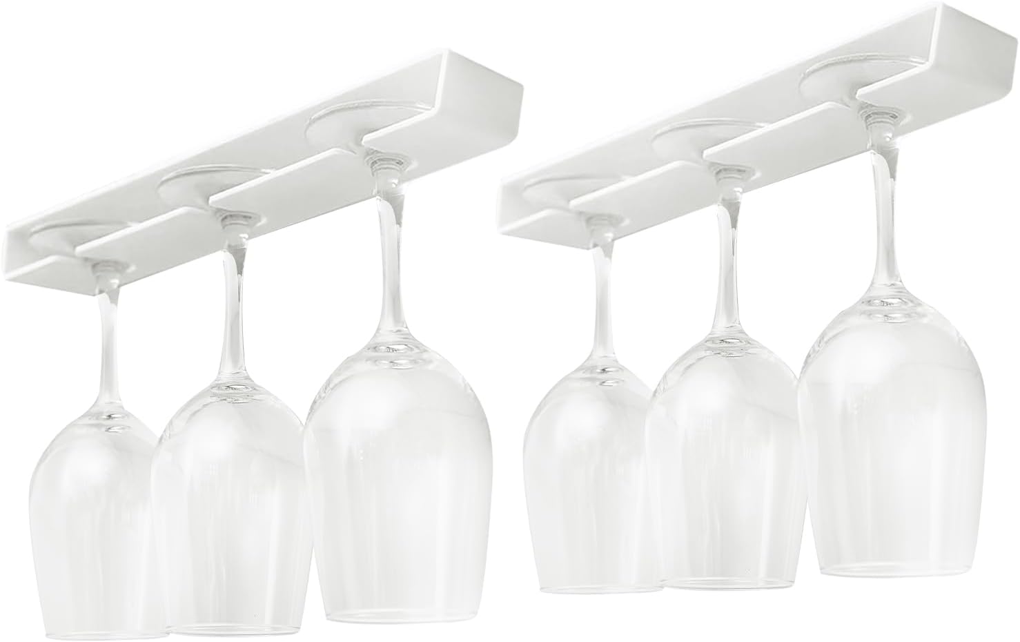 AQJUNONG 2 Pack Wine Glass Holder No Drilling Under Cabinet Rack