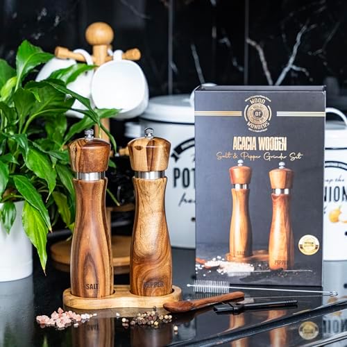 Wooden Salt Pepper Grinder Set 8 Inches