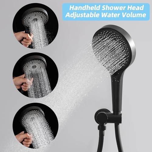 Rainfall Shower System with Handheld Hose and Trim - Matte Black