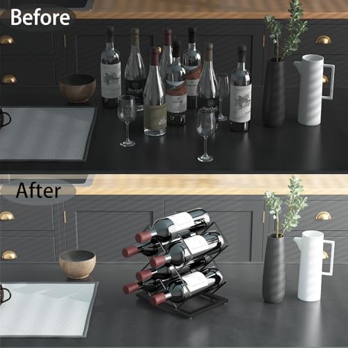 KOKSTOP 6-Bottle Countertop Wine Rack Modern Black Metal Holder