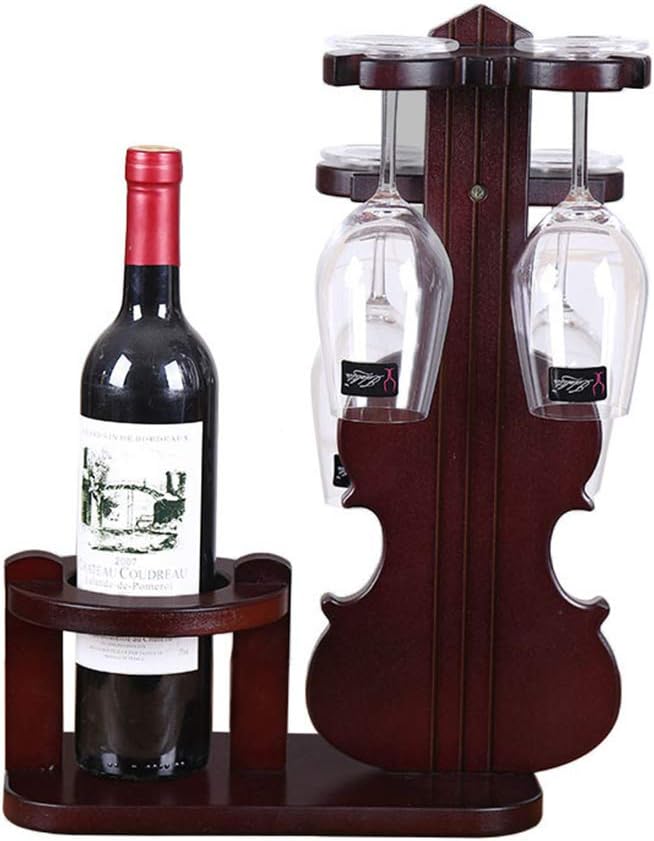 Creative Violin Wine Rack Wood Craft for Home Office