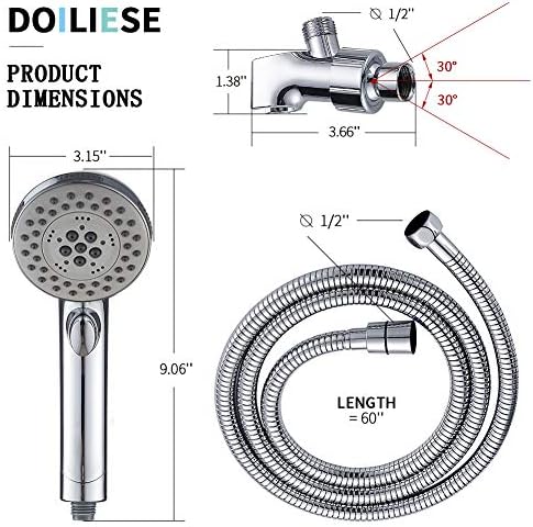 DOILIESE High Pressure 6-Setting Handheld Shower Head with Pause Spa Mode