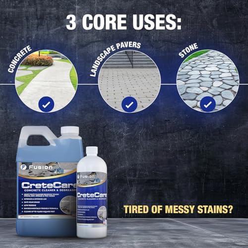 Fusion CreteCare Ultimate Concrete Cleaner and Driveway Oil Stain Remover 128 Fl Oz