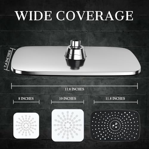 Veken 118 Inch Shower Head with 6 Modes and Adjustable Slide Bar