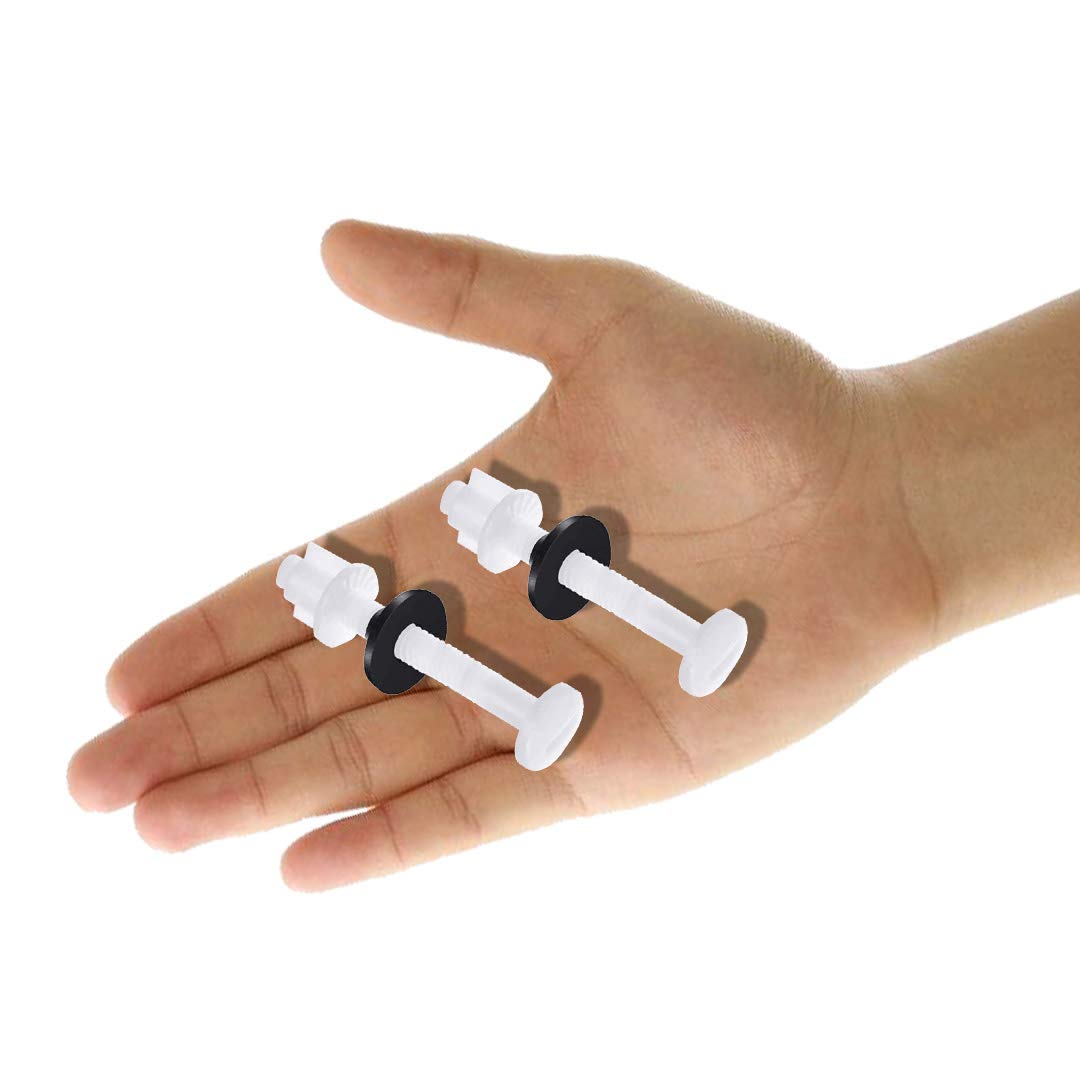 4 Pack Plastic Toilet Seat Hinge Bolts and Nuts