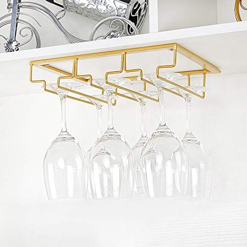 FOMANSH Wine Glass Rack - Gold Metal Cabinet Holder for Bar Kitchen