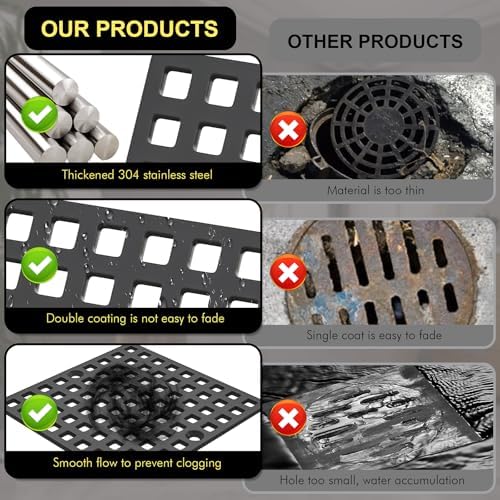 Yaseingoo 2PC 4 Inch Matte Black Shower Drain Cover