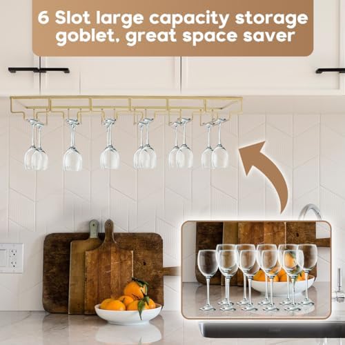 Xverycan 6 Row Wine Glass Rack Under Cabinet